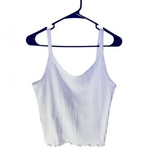 White ruffled tank top
